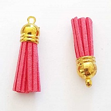 Pompon su&eacute;dine uni 38 mm N&deg;06 Rose Fushia