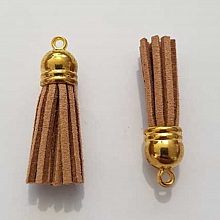 Pompon su&eacute;dine uni 38 mm N&deg;15 Marron Clair