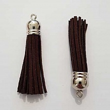 Pompon su&eacute;dine uni 60 mm N&deg;25 Marron Fonc&eacute;