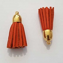 Pompon cuir uni 38 mm N&deg;16 Orange