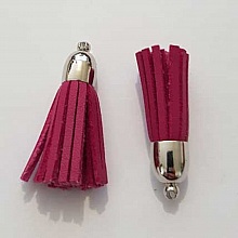 Pompon cuir uni 38 mm N&deg;19 Fushia