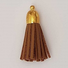 Pompon cuir uni 38 mm N&deg;24 Marron