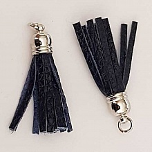 Pompon cuir uni 50 mm N&deg;03 Bleu
