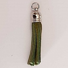 Pompon cuir uni 50 mm N&deg;08 Vert