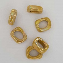 Perle c&eacute;ramique passe cuir ovale 18 mm Jaune Nacre