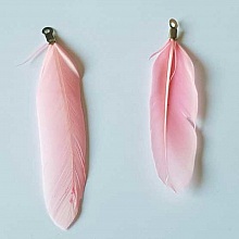Plume 8 cm N&deg;02 Rose Avec Embout Argent&eacute;