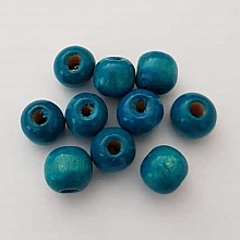 10 Perles Bois ronde 9 mm Turquoise N&deg;01