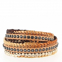 1 M&egrave;tre Cuir Naturel de 15 mm avec strass Swarovski et Raphia