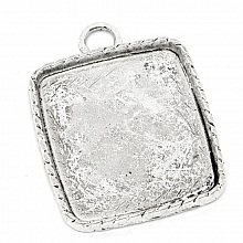 1 support cabochon carr&eacute; N&deg;02 Argent