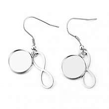 2 supports cabochons boucle d'oreille 12 mm N&deg;06-02 Argent Vieilli symbole Infini