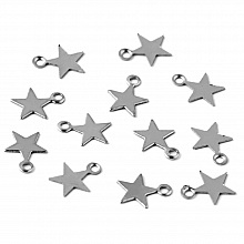 5 Breloques en Acier Inoxydable &eacute;toile argent 11 x 10 mm