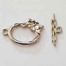 5 Fermoirs Toggle Motif Fleur Argent Vieilli N&deg;19