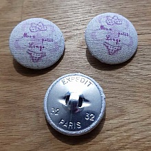 Bouton 32 mm recouvert tissus couture N&deg;12-01