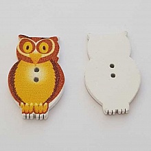 Bouton bois Chouette Marron Clair N&deg;01