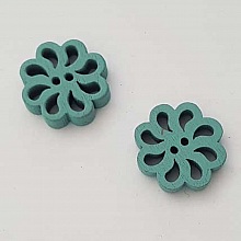 Bouton bois Fleur Vert D'eau N&deg;01-01
