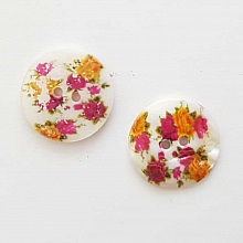 Bouton fantaisie Rond &agrave; fleurs 18 mm N&deg;02