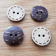 Boutons 17mm &agrave; deux trous ronds en noix de coco N&deg;28