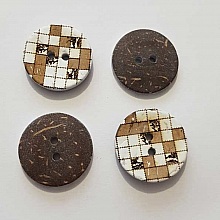 Boutons 23mm &agrave; deux trous ronds en noix de coco N&deg;11