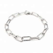 Bracelet maille ovale plaqu&eacute; platine 22 cm N&deg;01