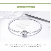 Bracelet Tiss&eacute; Argent 925 Fermoir Clip 19 cm