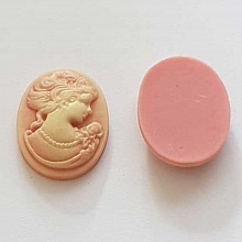 Breloque Cam&eacute;e femme N&deg;05 Rose 02 ovale en r&eacute;sine