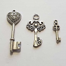 Breloque Clef N&deg;62 Lot de 3 Pi&egrave;ces