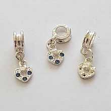 Breloque C&oelig;ur N&deg;41 Strass Bleu