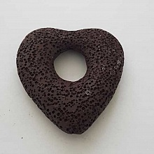 Breloque Divers N&deg;086-03 Pendentif C&oelig;ur Pierre De Lave Marron Fonc&eacute;