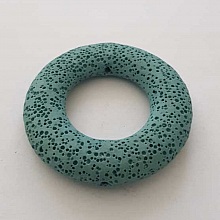 Breloque Divers N&deg;086-08 Pendentif Rond Pierre De Lave Bleu Turquoise
