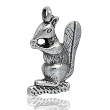Breloque &eacute;cureuil 3D Argent N&deg;01 27 X 17 mm