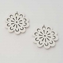 Breloque Fleur Bois N&deg;01 Blanc