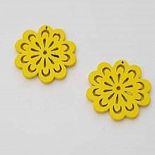 Breloque Fleur Bois N&deg;01 Jaune