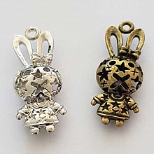 Breloque Lapin N&deg;03 Lot de 2 pi&egrave;ces