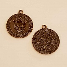 Breloque M&eacute;daille pi&egrave;ce 30 mm Bronze-07