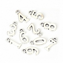 Breloque pendentif chiffre Argent lot 10 pi&egrave;ces de 0 &agrave; 9