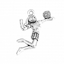 Breloque sport volley-ball argent N&deg;01