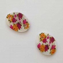 Entre deux fantaisie Ovale &agrave; fleurs 20x14 mm N&deg;02