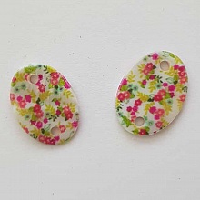 Entre deux fantaisie Ovale &agrave; fleurs 20x14 mm N&deg;08