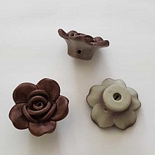 Fleur Rose Givr&eacute; 25 mm Marron Clair