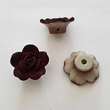 Fleur Rose Givr&eacute; 25 mm Marron Fonc&eacute;