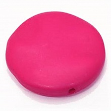 Galet plat r&eacute;sine rond 40 x 10 mm effet cuir Fushia