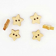 Lot de 10 boutons bois &eacute;toiles N&deg;01