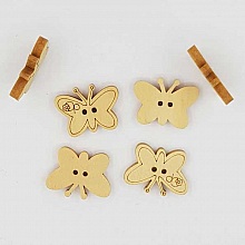 Lot de 10 boutons bois papillons N&deg;01