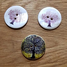 Lot de 3 Boutons 2 trous Nacre 25 mm imprim&eacute; N&deg;06