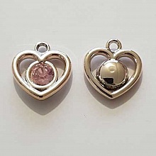Pendentif en plastique et strass acrylique c&oelig;ur N&deg;01 rose