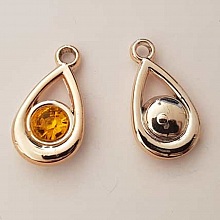 Pendentif en plastique et strass acrylique goute N&deg;05 orange
