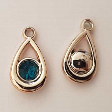 Pendentif en plastique et strass acrylique goute N&deg;05 turquoise fonc&eacute;