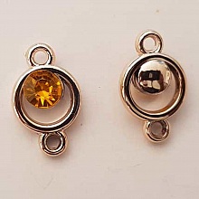 Pendentif en plastique et strass acrylique rond entre deux N&deg;03 orange