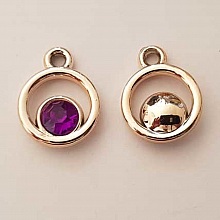 Pendentif en plastique et strass acrylique rond N&deg;04 violet