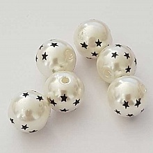 Perle Acrylique Ronde 18 mm &eacute;toile 01 x 1 Pi&egrave;ce